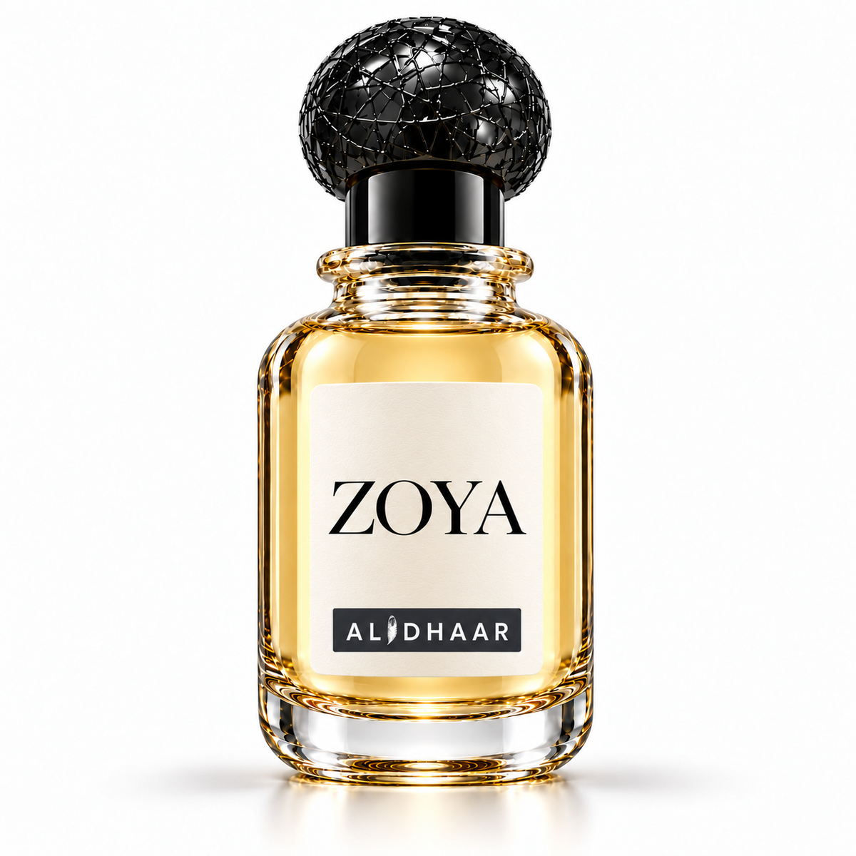 ALIDHAAR ZOYA 50 ml perfume in a clear bottle with an ivory label on a white background