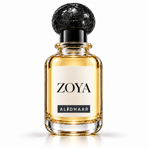 ALIDHAAR ZOYA 50 ml perfume in a clear bottle with an ivory label on a white background